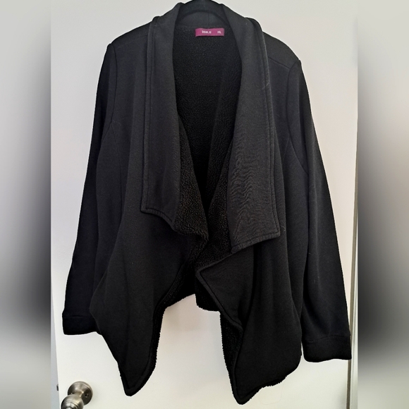 Doublju Jackets & Blazers - Doublju Open Front Asymmetrical Hem Thick Jacket